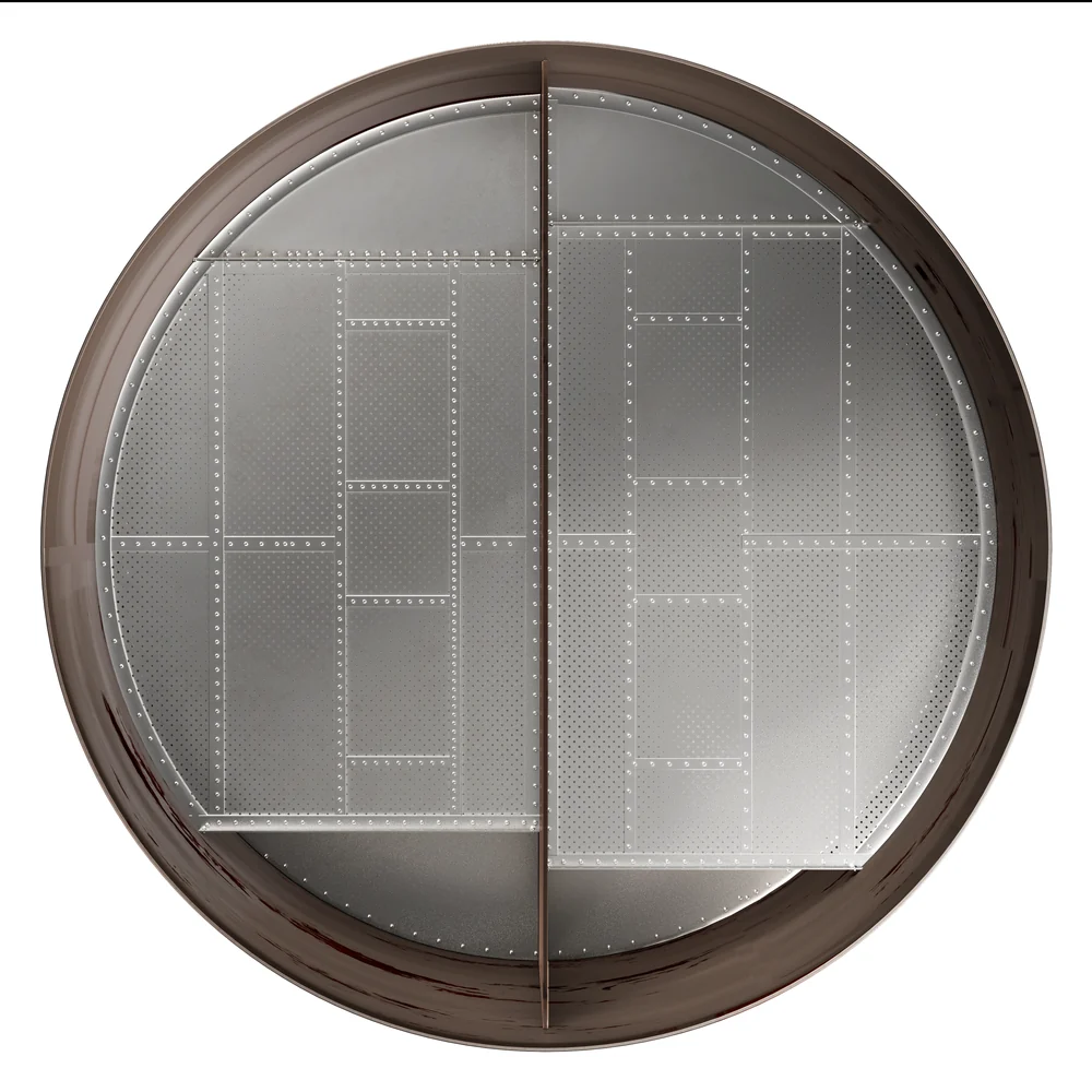 Top view of the partitioned section of a DWC Prime column, with the tray downcomers on both sides running perpendicular to the dividing wall